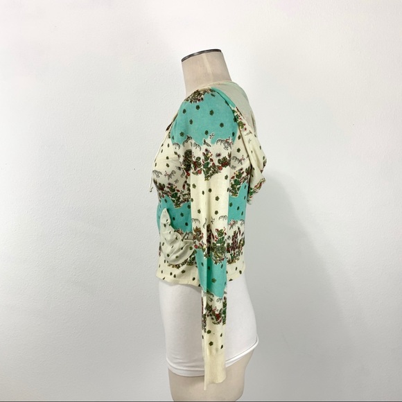 Anthropologie- MOTH Cream Print Crop Hoodie XS - Picture 5 of 13